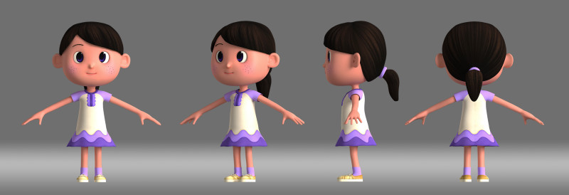Cartoon girl 3D Model .c4d .max .obj .3ds .fbx .stl .blend 