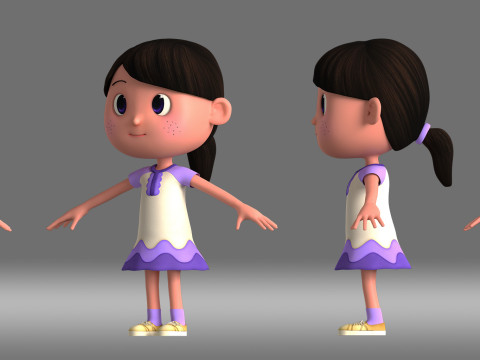 Cartoon girl Modèle 3D