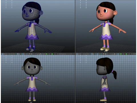 Cartoon girl 3D Model