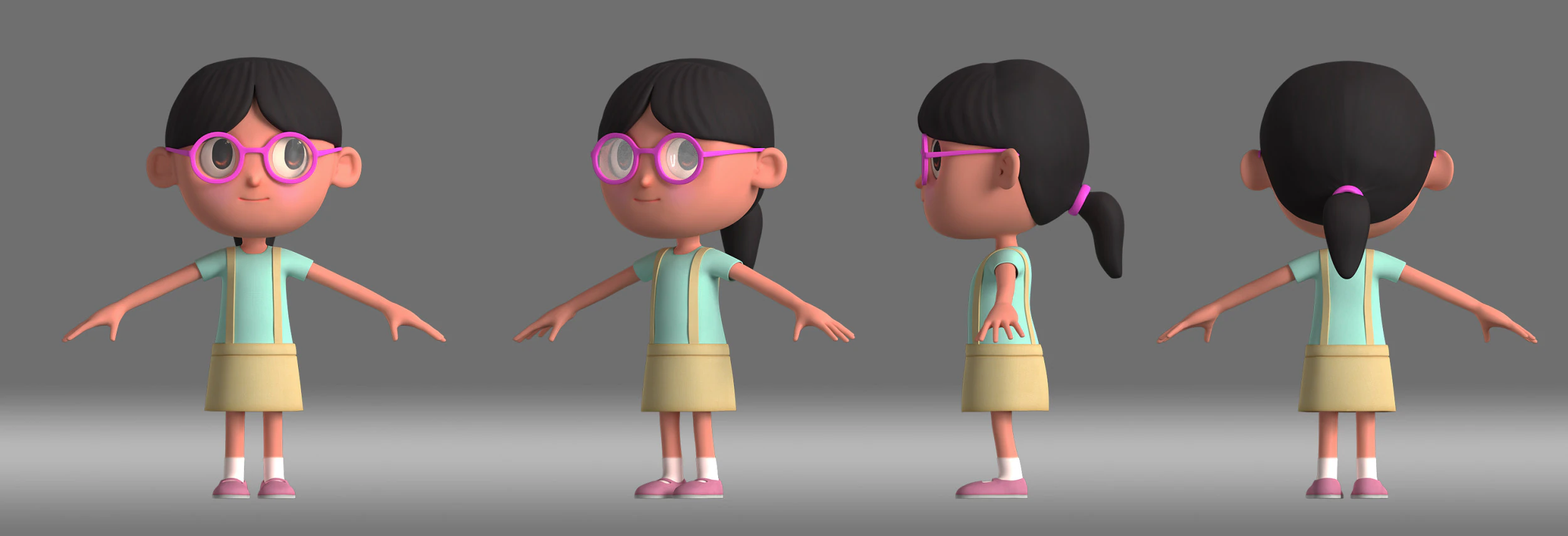 Cartoon girl 3D Model .c4d .max .obj .3ds .fbx .stl .blend 