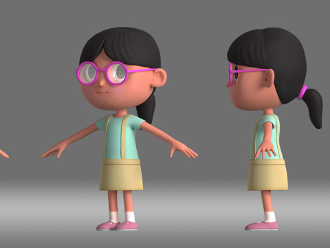Cartoon girl 3D मॉडल