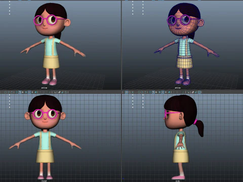 Cartoon girl 3D Model