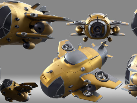 Cartoon aircraft fighter 3D Model