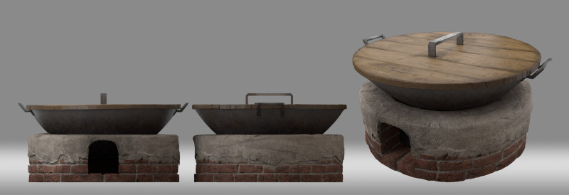 Cooker Bamboo Steamer 3D Model .c4d .max .obj .3ds .fbx .stl .blend 