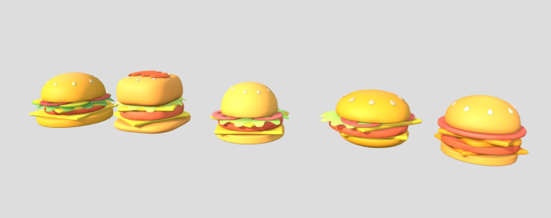Hamburger 3D Модель .c4d .max .obj .3ds .fbx .stl .blend 