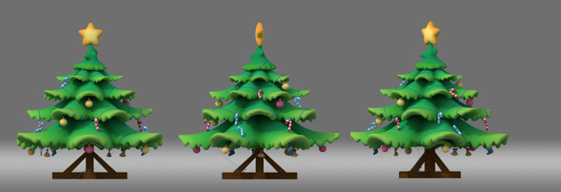 Cartoon Christmas tree 3D Model .c4d .max .obj .3ds .fbx .stl .blend