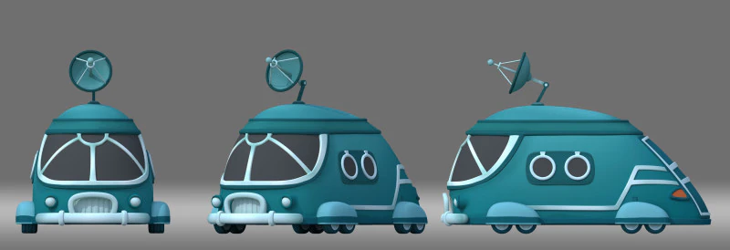 Automobile del fumetto Veicolo satellitare Modello 3D .c4d .max .obj .3ds .fbx .stl .blend 