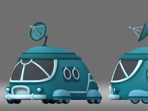 Cartoon car Satellite vehicle 3D Model