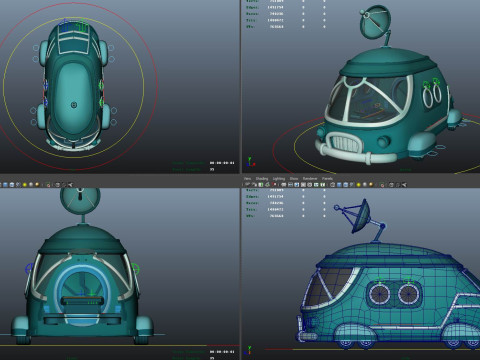 Cartoon car Satellite vehicle 3Dモデル