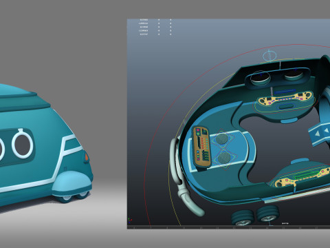 Cartoon car Satellite vehicle 3Dモデル