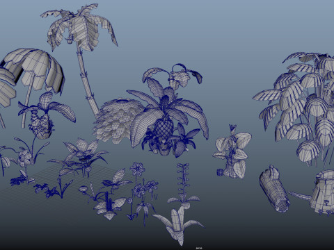 Cartoon tropical plants 3D 模型