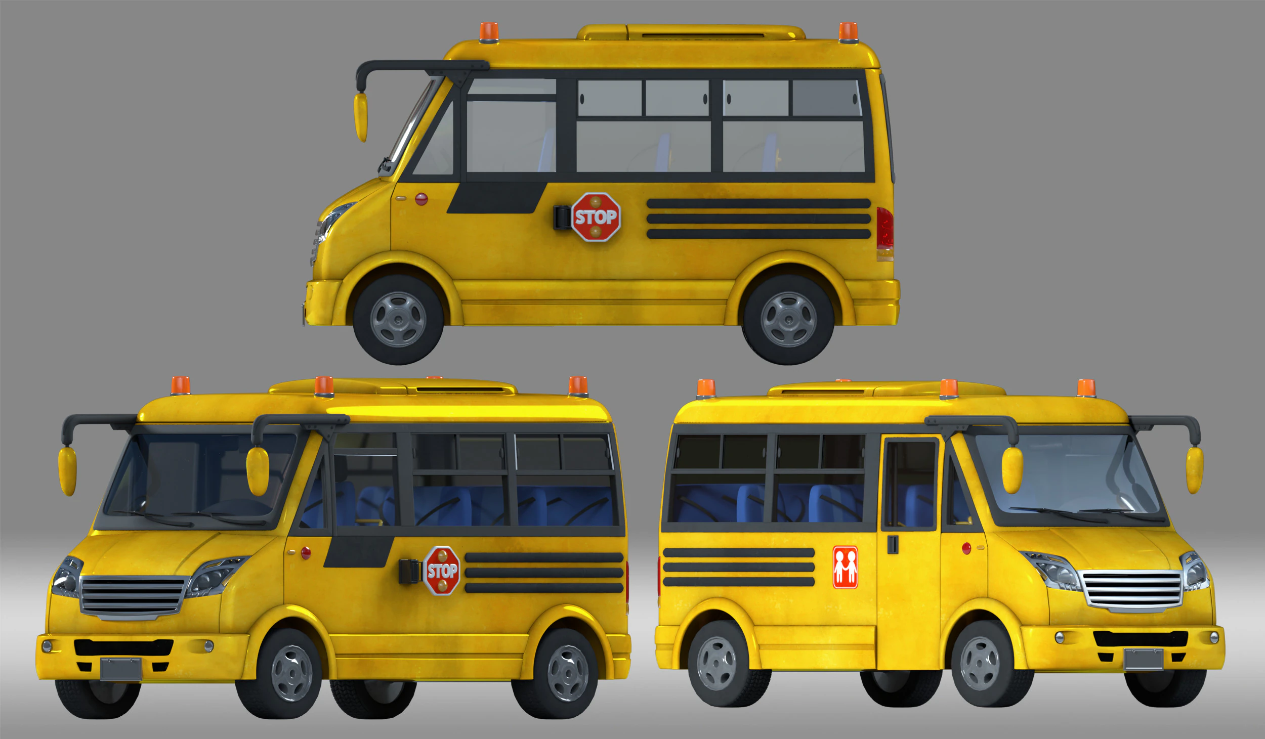 &Ocirc;nibus escolar Modelo 3D .c4d .max .obj .3ds .fbx .stl .blend 