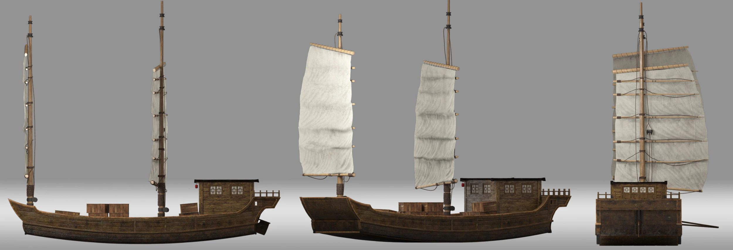 Ship Wooden boat 3D Model .c4d .max .obj .3ds .fbx .stl .blend