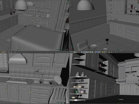 Cartoon kitchen 3D Model