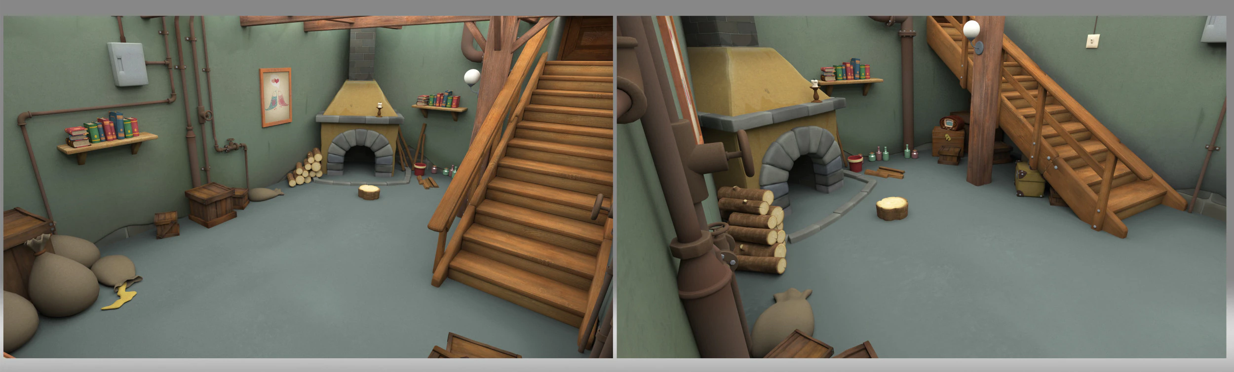 Cartoon basement 3D Model .c4d .max .obj .3ds .fbx .stl .blend