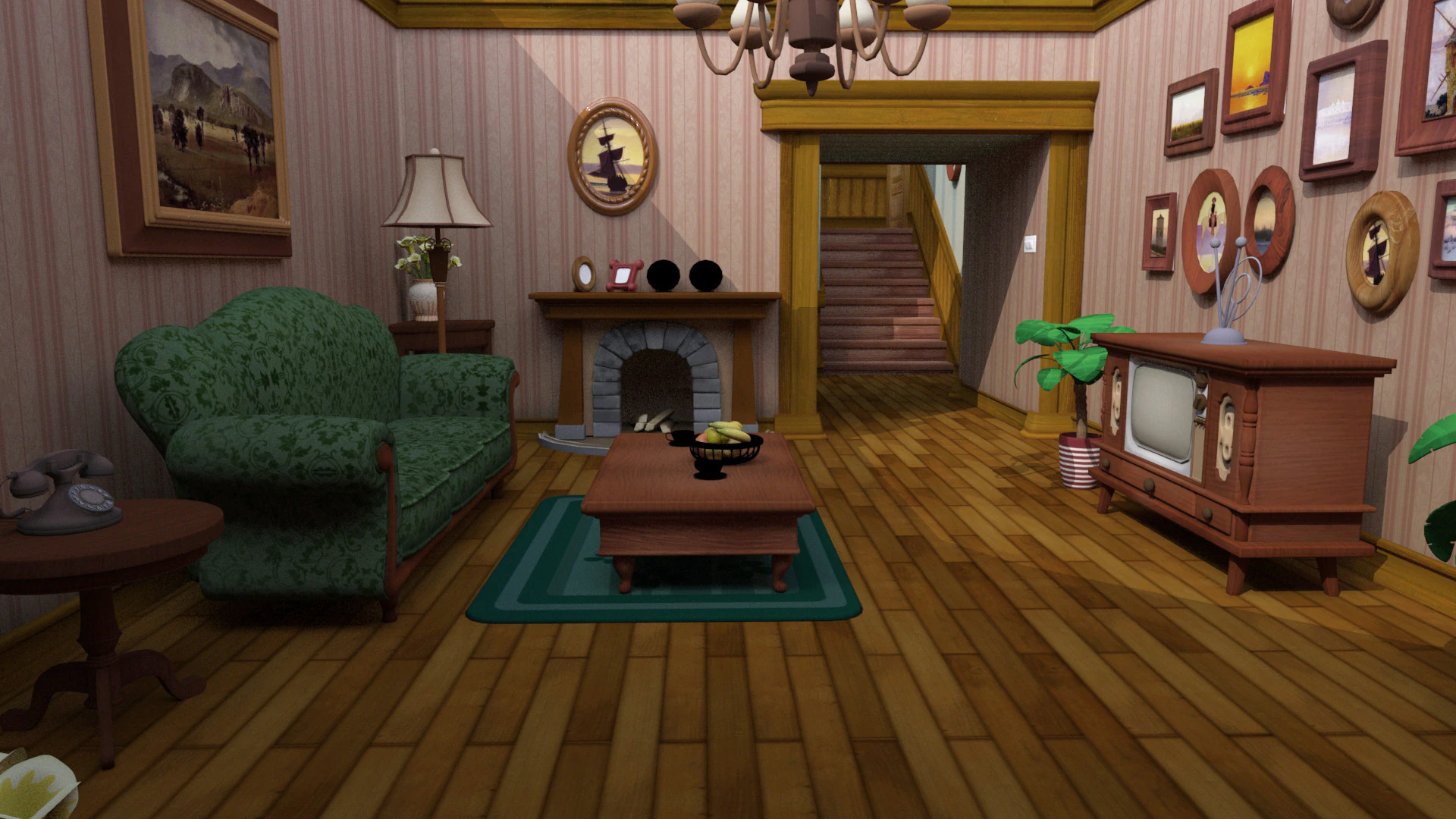 Living room 3D Model .c4d .max .obj .3ds .fbx .stl .blend 