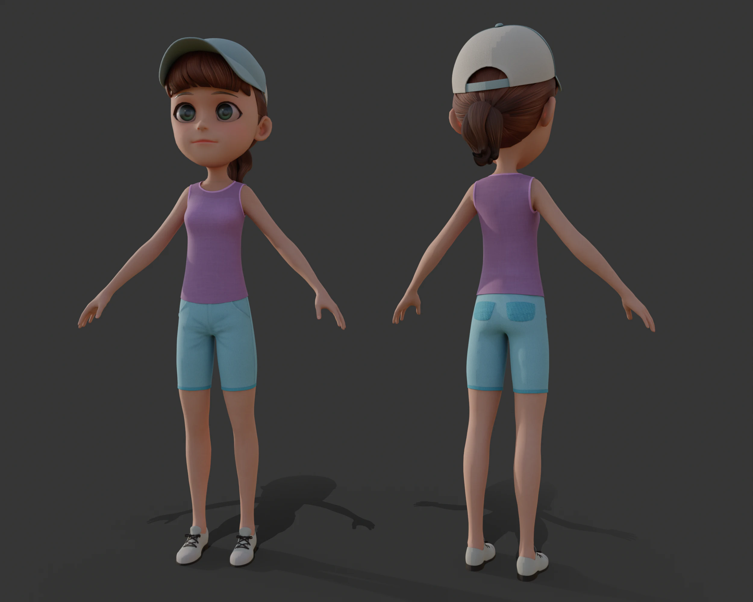 Cartoon girl 3D Model .c4d .max .obj .3ds .fbx .stl .blend