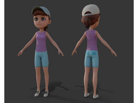 Cartoon girl 3D Model