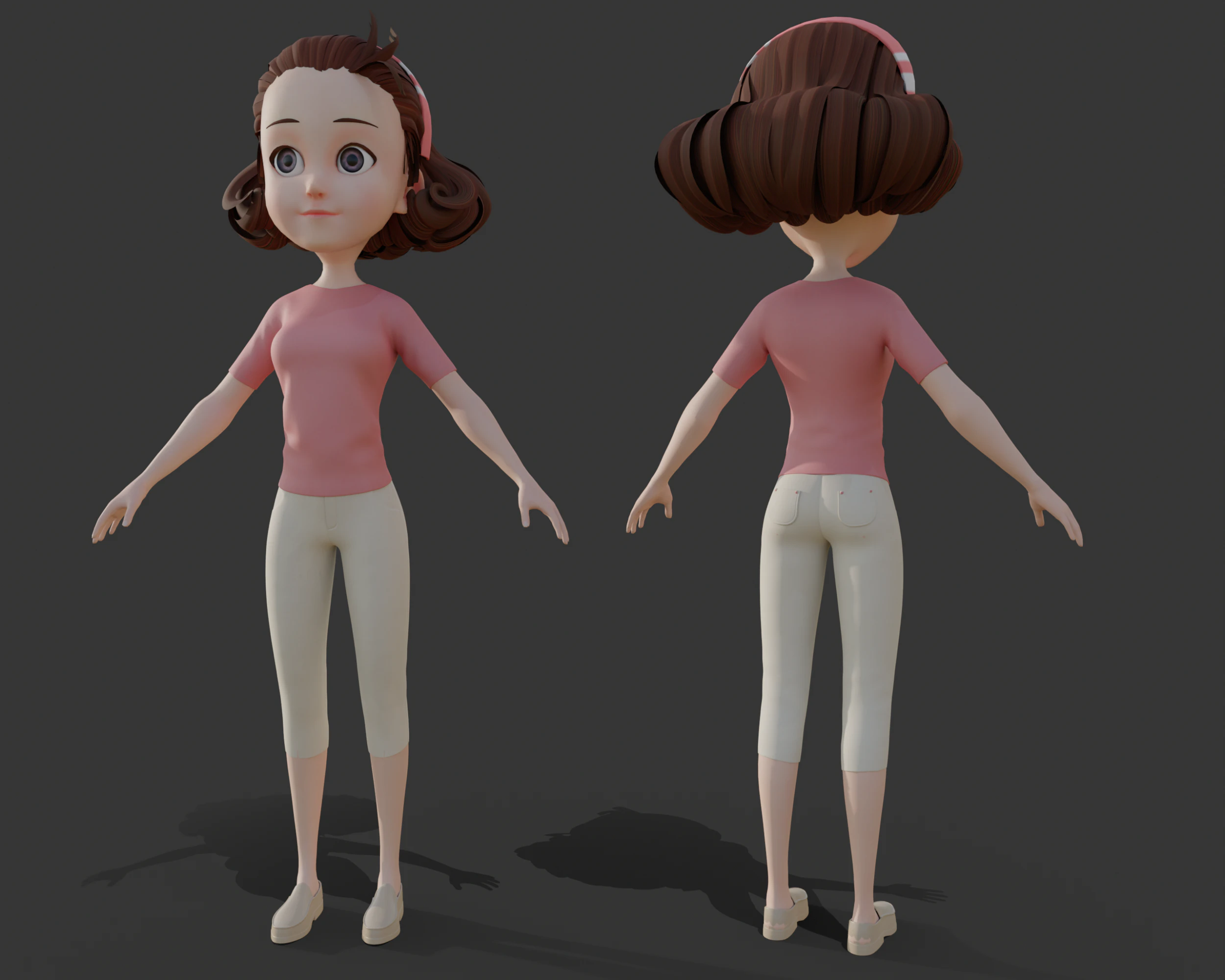 Cartoon girl woman 3D Model .c4d .max .obj .3ds .fbx .stl .blend