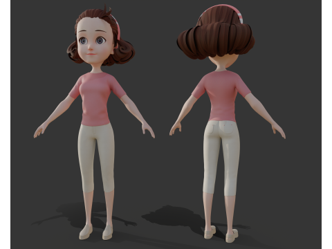 Cartoon girl woman 3D 모델