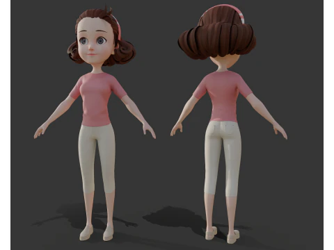 Cartoon girl woman 3D Model