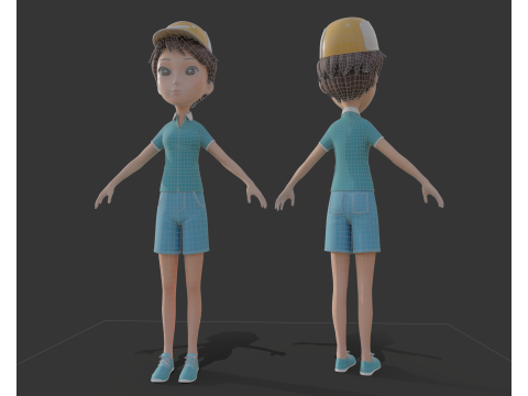 Cartoon woman girl 3D Модель