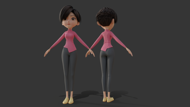 Cartoon girl people 3D Model .c4d .max .obj .3ds .fbx .stl .blend 