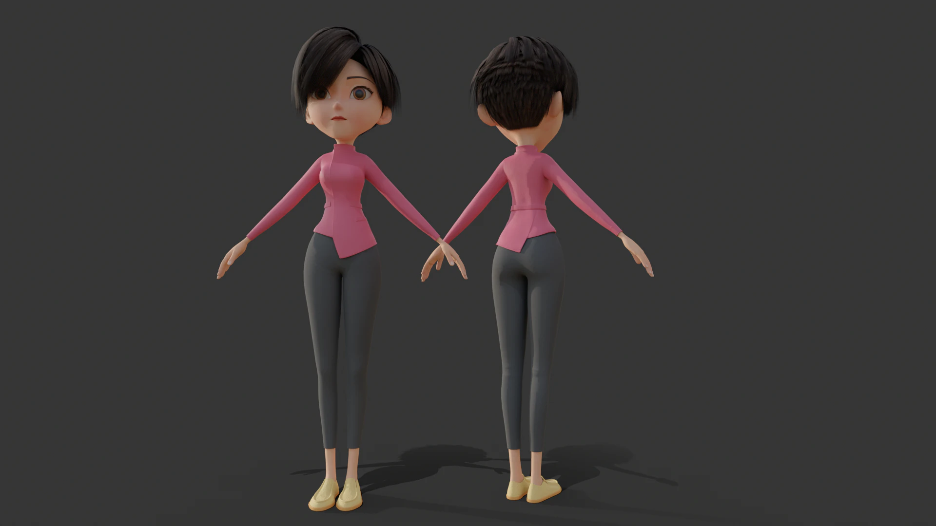 Cartoon girl people 3D Model .c4d .max .obj .3ds .fbx .stl .blend 