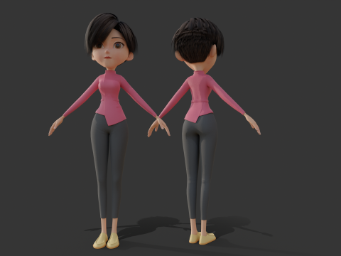 Cartoon girl people 3D Model