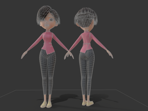 Cartoon girl people 3D Model