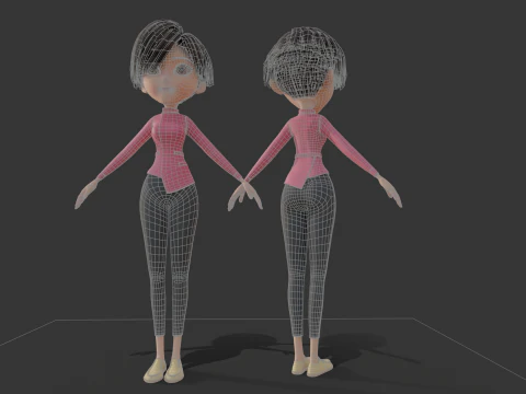 Cartoon girl people 3D Model