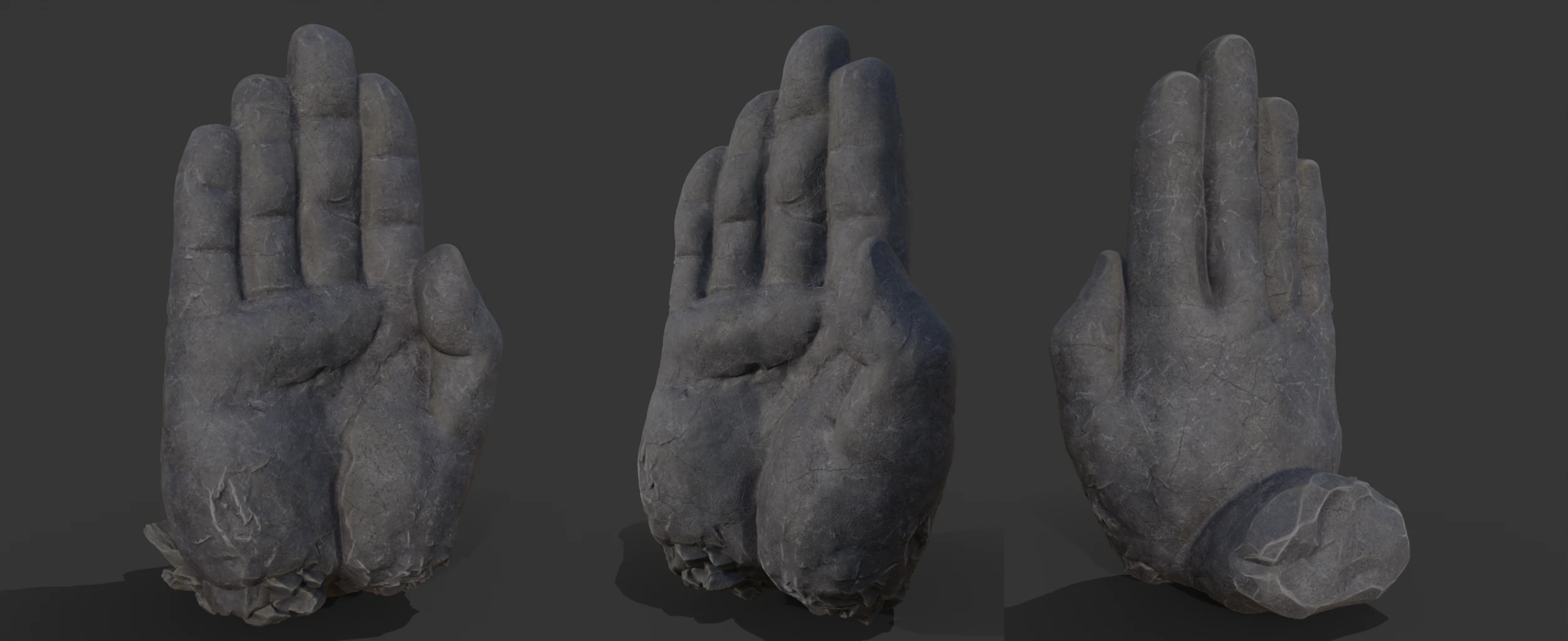 M&atilde;o de palma de pedra Modelo 3D .c4d .max .obj .3ds .fbx .stl .blend 