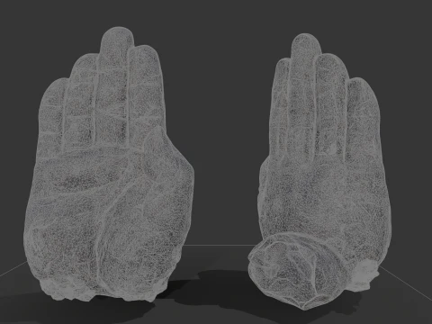 M&atilde;o de palma de pedra Modelo 3D