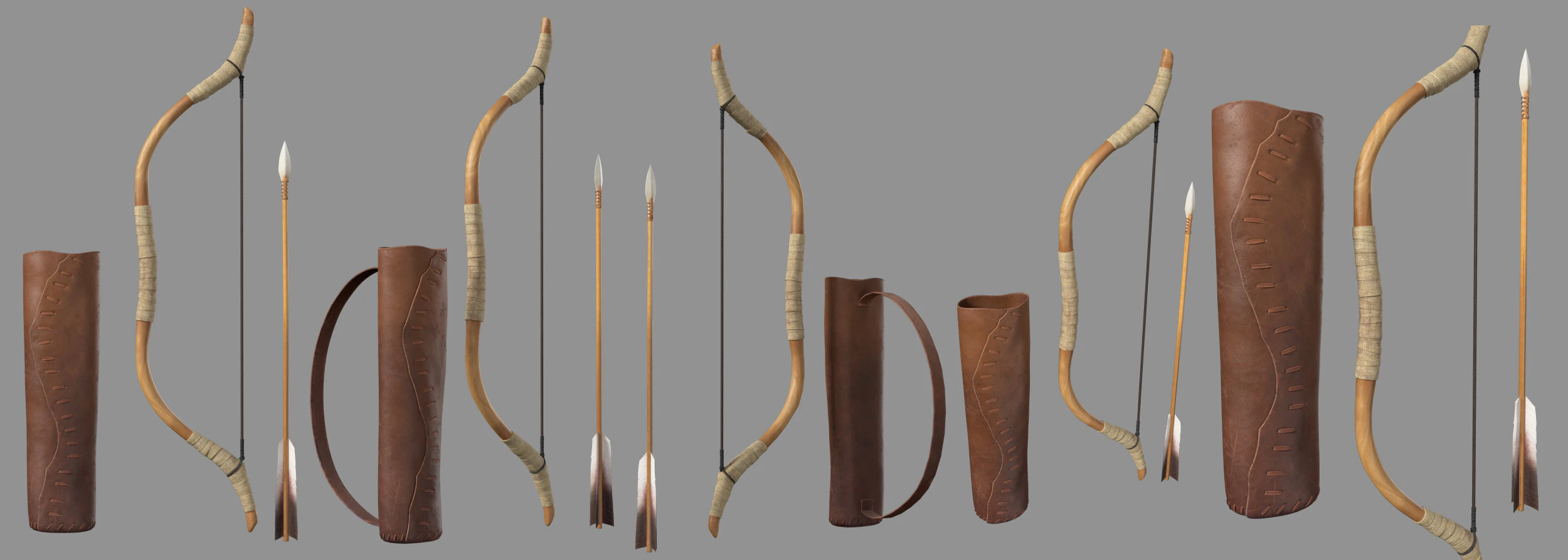 Bow and arrow 3D Model .c4d .max .obj .3ds .fbx .stl .blend