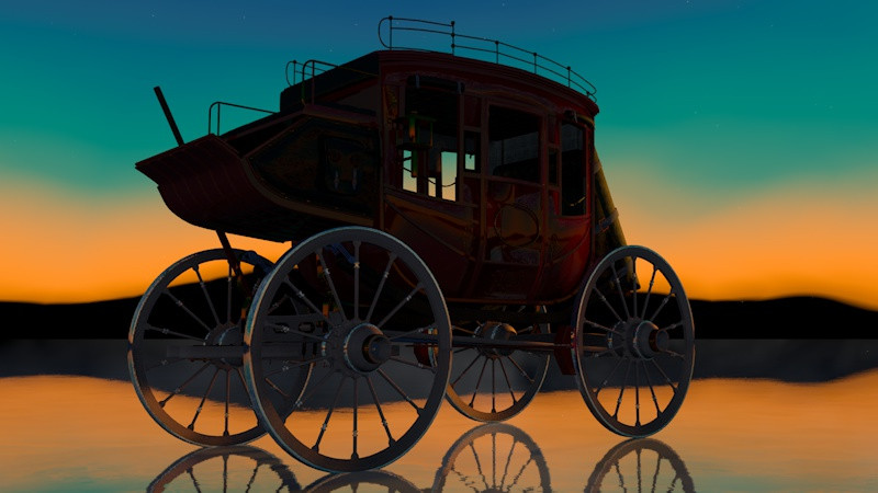 Western Stage Coach Modèle 3D .c4d .max .obj .3ds .fbx .stl .blend 