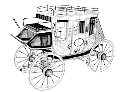 Western Stage Coach 3D Model