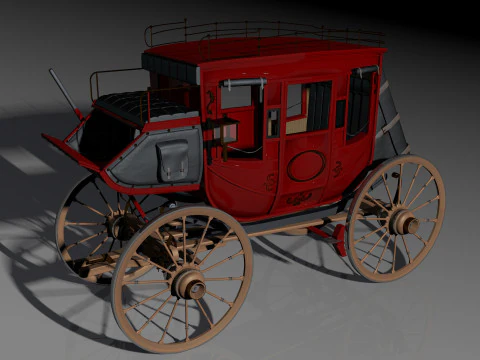 Western Stage Coach 3D Model