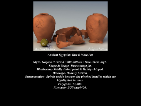 Egyptian No Subjects Collection 6 Piece Pottery 3D Model