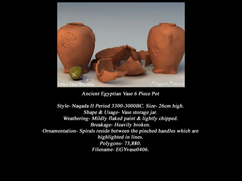 Egyptian No Subjects Collection 6 Piece Pottery 3D Model