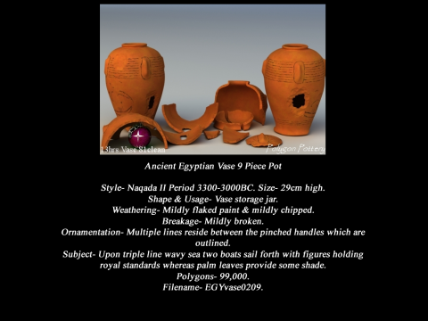 Egyptian No Subjects Collection 9 Piece Pottery 3Dモデル