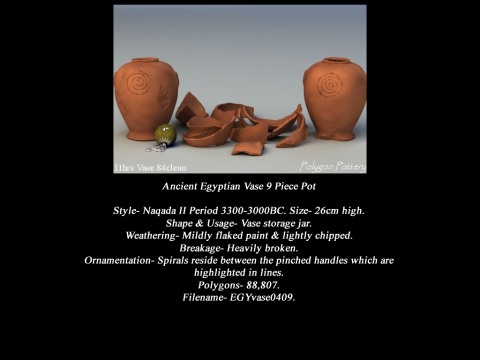 Egyptian No Subjects Collection 9 Piece Pottery 3Dモデル