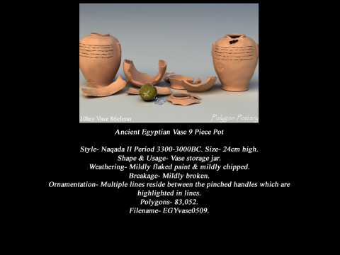 Egyptian No Subjects Collection 9 Piece Pottery 3Dモデル