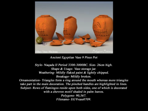 Egyptian No Subjects Collection 9 Piece Pottery 3D Model
