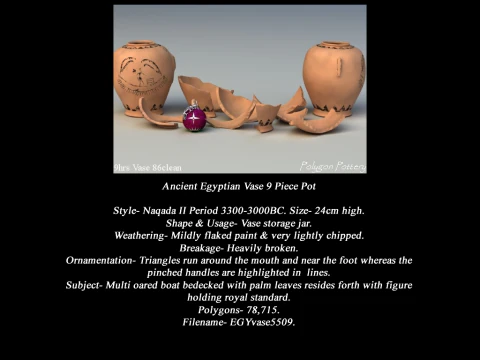 Egyptian No Subjects Collection 9 Piece Pottery 3D Model