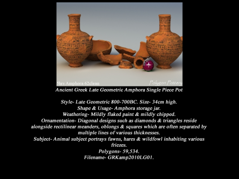 Greek Late Geometric Animal Collection Single Piece Pottery 3Dモデル