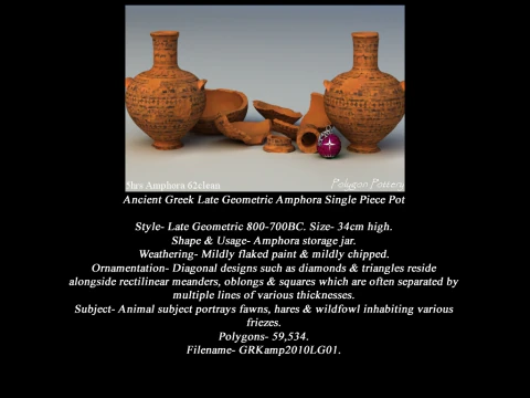 Greek Late Geometric Animal Collection Single Piece Pottery 3D Model