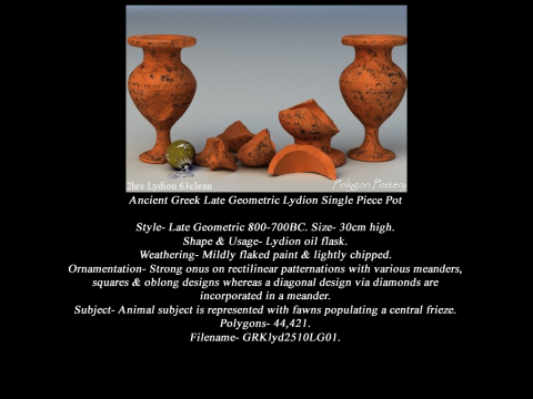 Greek Late Geometric Animal Collection Single Piece Pottery 3Dモデル