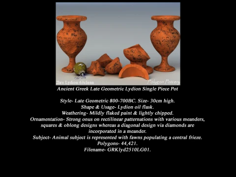 Greek Late Geometric Animal Collection Single Piece Pottery 3D Model