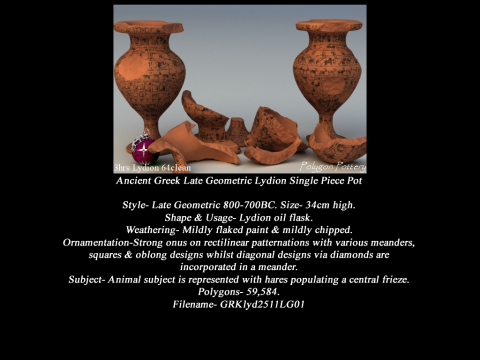 Greek Late Geometric Animal Collection Single Piece Pottery 3Dモデル