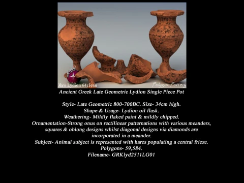Greek Late Geometric Animal Collection Single Piece Pottery 3D Model